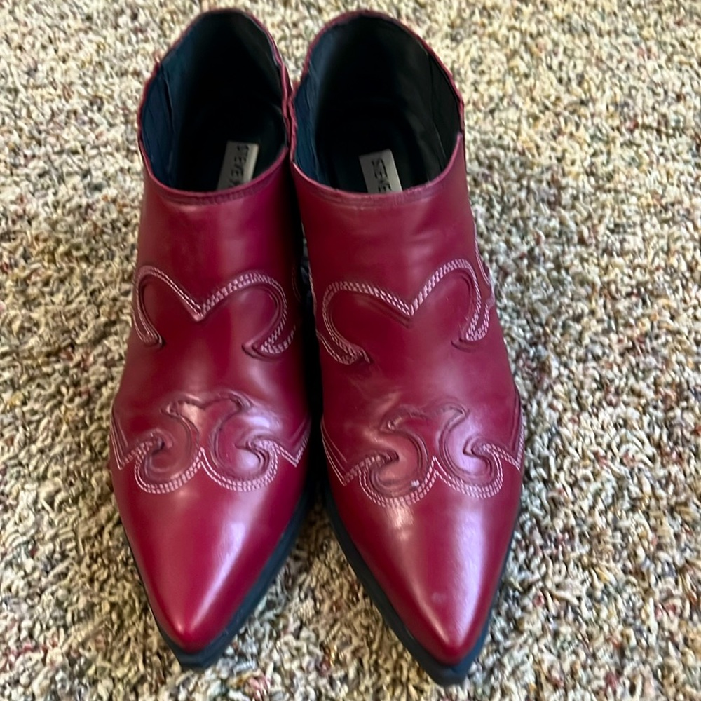Steve Madden Red Leather Cowboy Booties